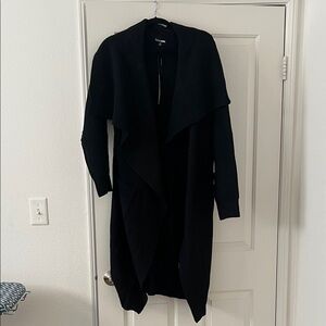 Fashion Nova Black Open-Front Long Cardigan Sweater
